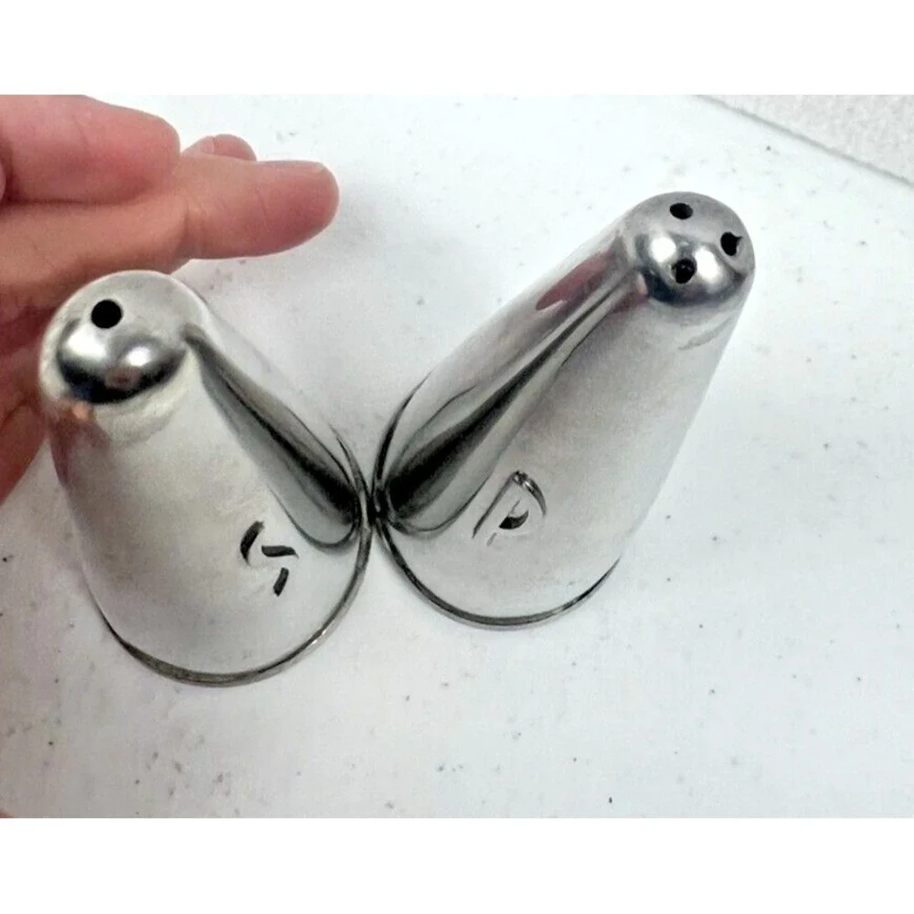 MID CENTURY MODERN Atomic Age Denmark Stainless Steel Salt & Pepper Shakers‎